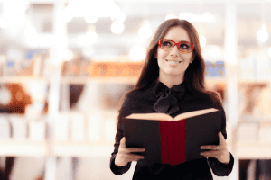 woman holding a book