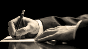 man writing