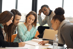 group of people discussing