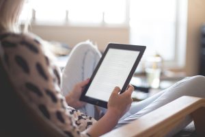 Person using e-book